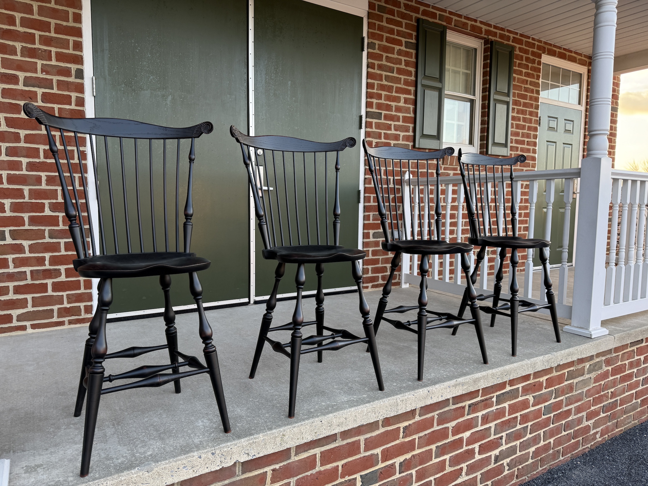 Four Fan Back Windsor Stools-image