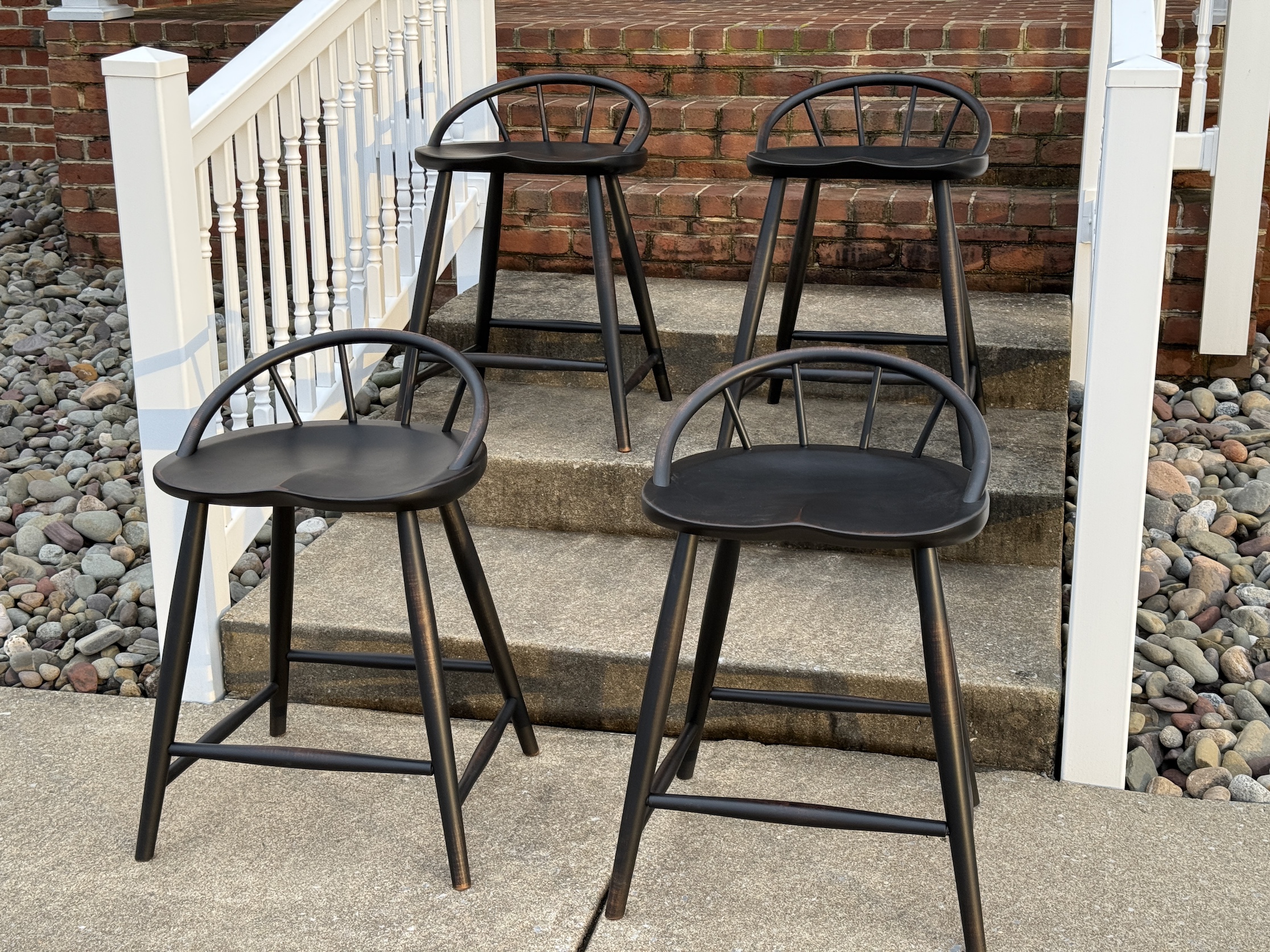 Four Modern Windsor Stools-image