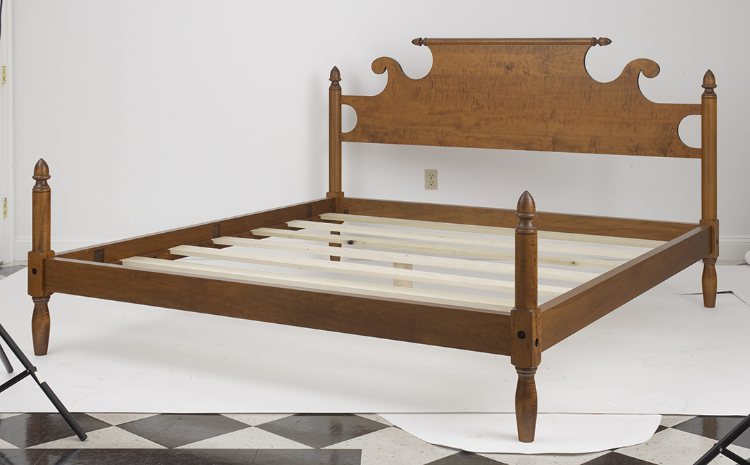 King Size Bed With Rolling Pin Headboard - Sold-image