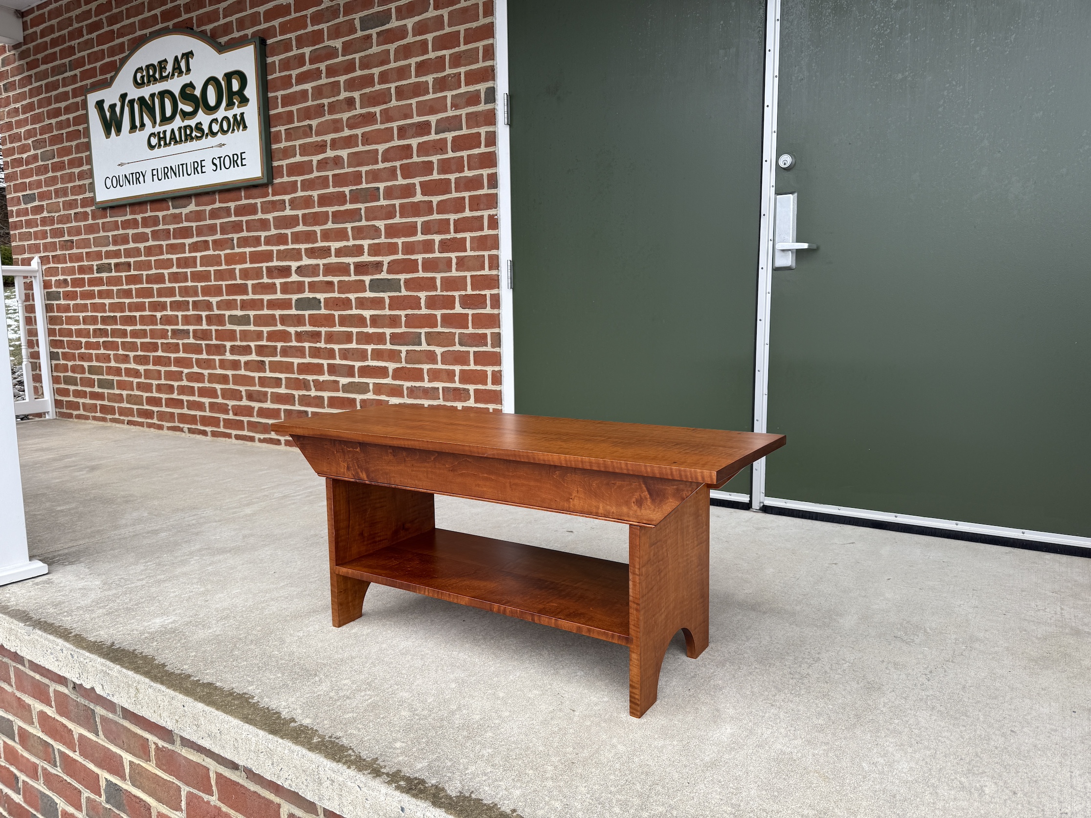 Small Tiger Maple Wood Bench-image