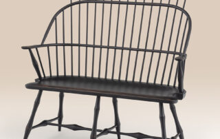 Virginia Windsor Settee in Antique Black over Red Crackle with comb design.