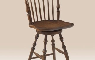 Cherry Swivel Fan Back Windsor Stool with turned legs, swivel seat, and a Pennsylvania Russet finish. Available in counter and bar heights.