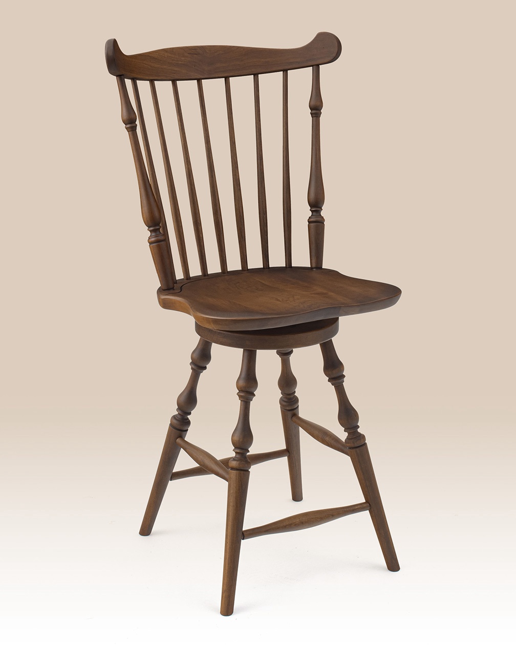 Cherry Swivel Fan Back Windsor Stool-image