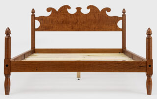 Historical Cape May Bed is pictured in tiger maple wood.