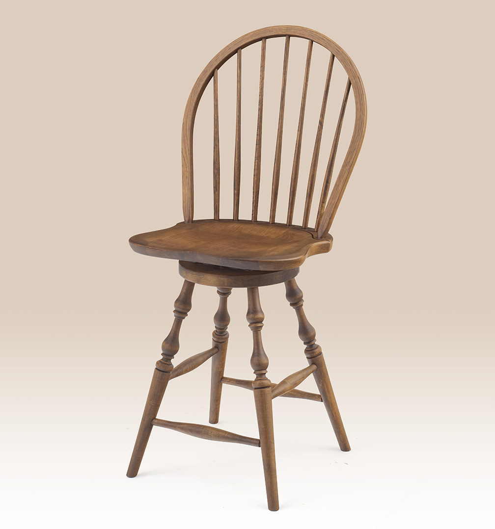 Maple Swivel Bow Back Windsor Stool-image