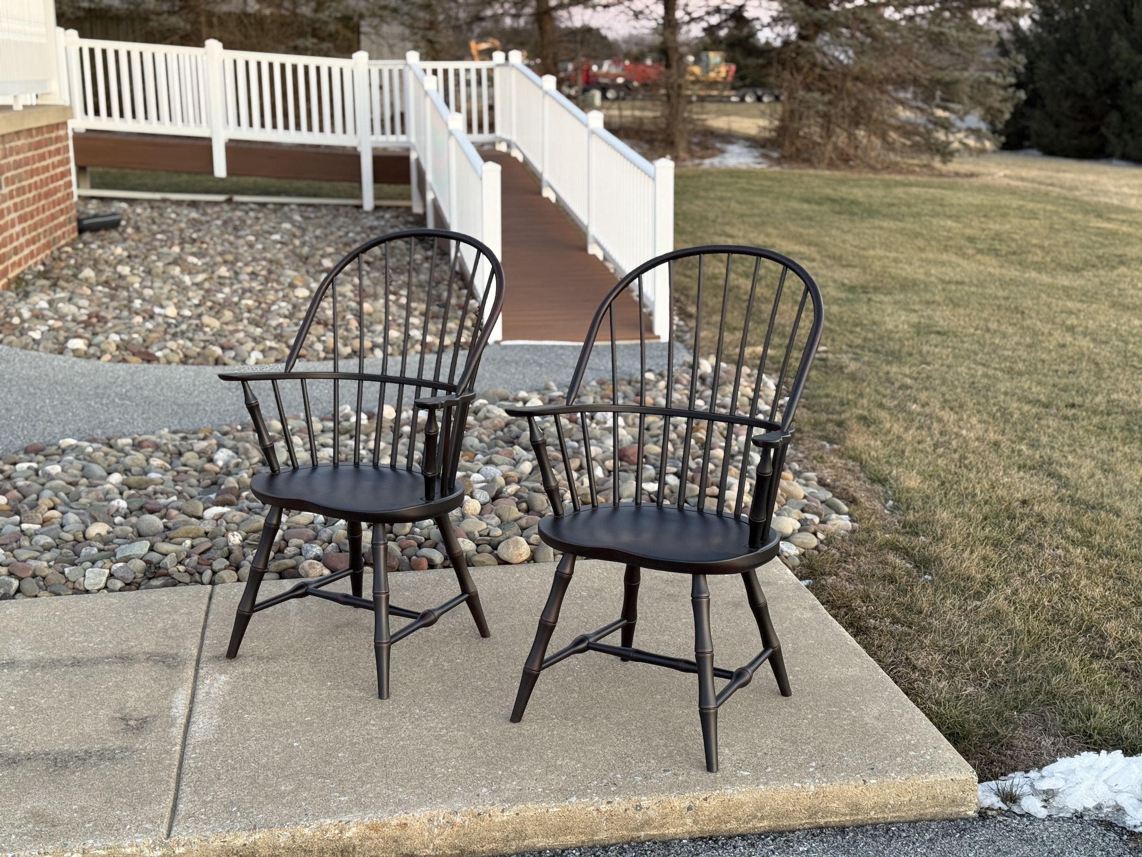 Pair of Windsor Chairs with Bamboo Style Turnings-image