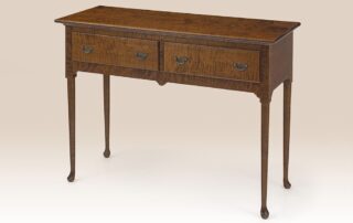 Historical Berks County Sideboard with Queen Anne legs and dovetailed drawers. Shown in Tiger Maple. Made in the USA.