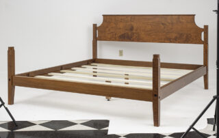 King Size Simple Country Bed with low poster design in tiger maple wood. Made in the USA.