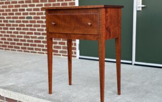 New Shaker Server with a dovetailed drawer, tapered legs, and mortise and tenon joints. Crafted in Tiger Maple Wood.