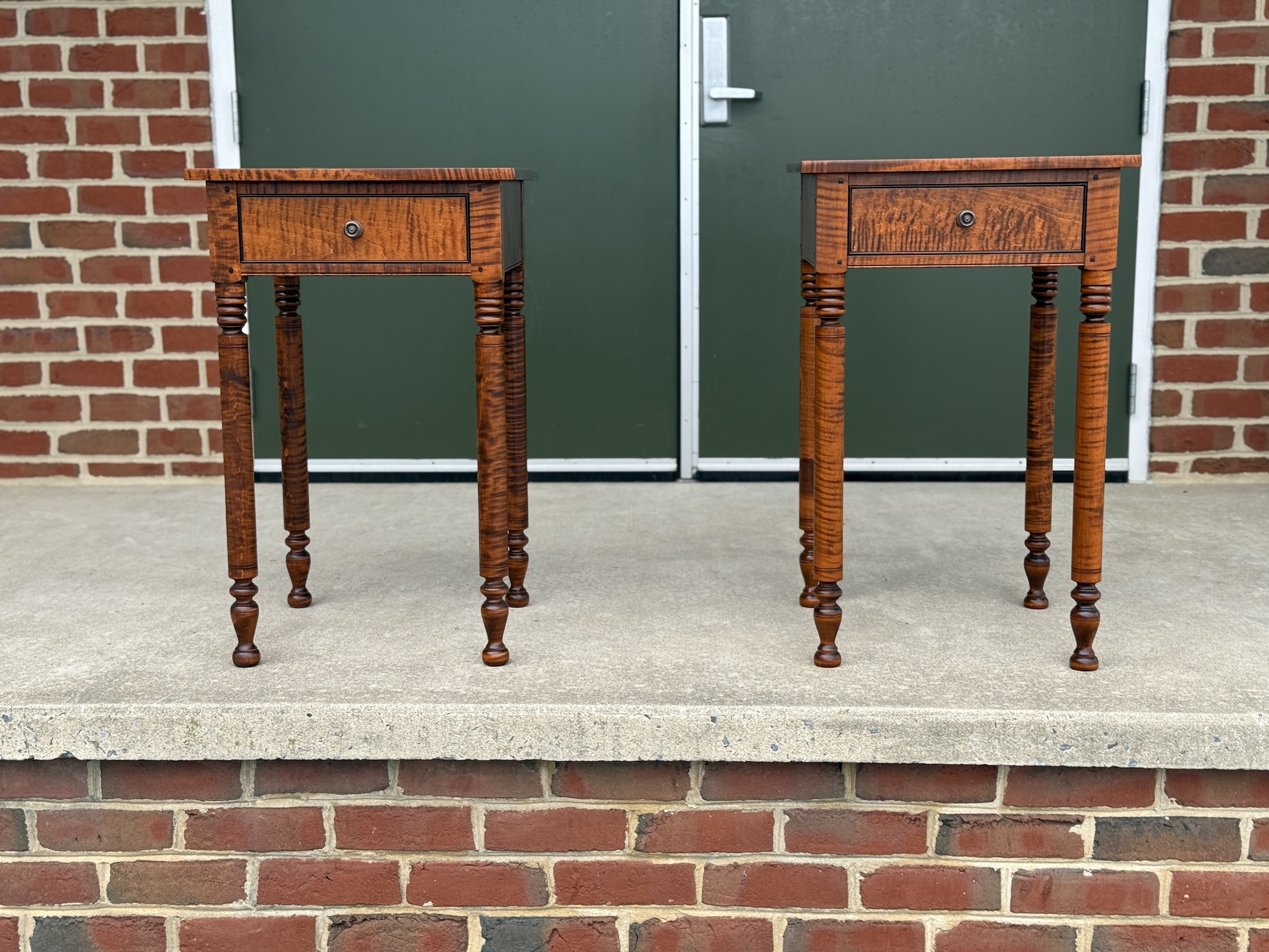 Pair of Tiger Maple Wood Stands-image