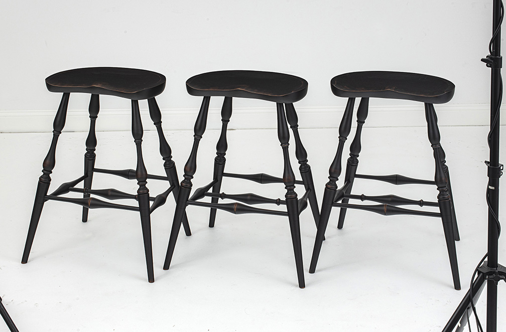 3 Historical Saddle Seat Bar Stools-image