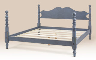 Historical Clifton Cannonball Bed with shaped headboard in Williamsburg Blue finish.