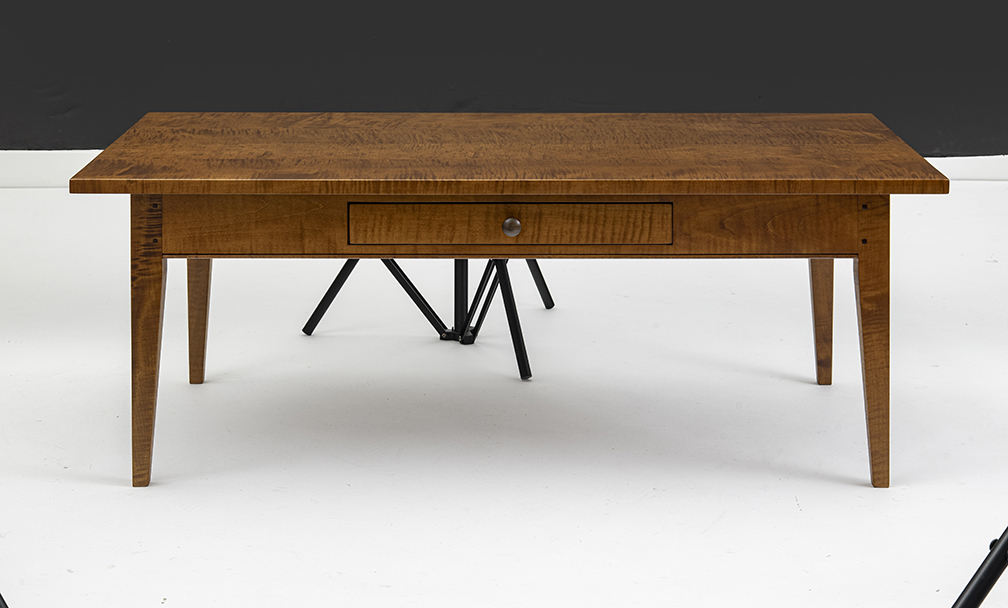 Tiger Maple Coffee Table with Drawer-image
