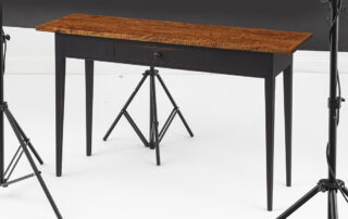 Two tone Shaker hall table with tiger maple top and painted base.