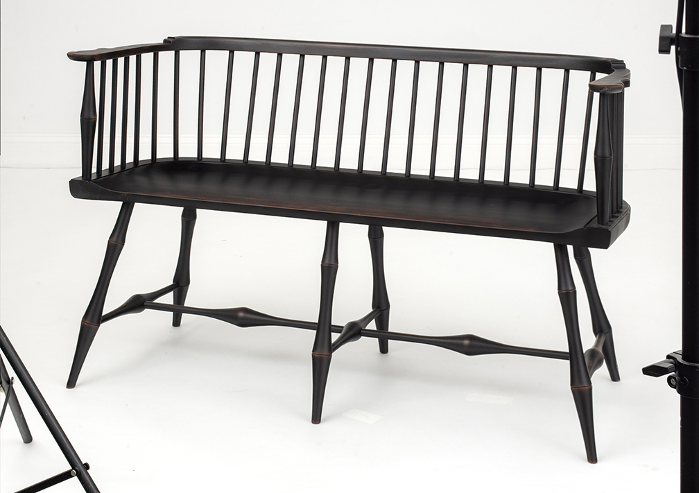 Low Back Windsor Settee with Bamboo Style Turnings-image