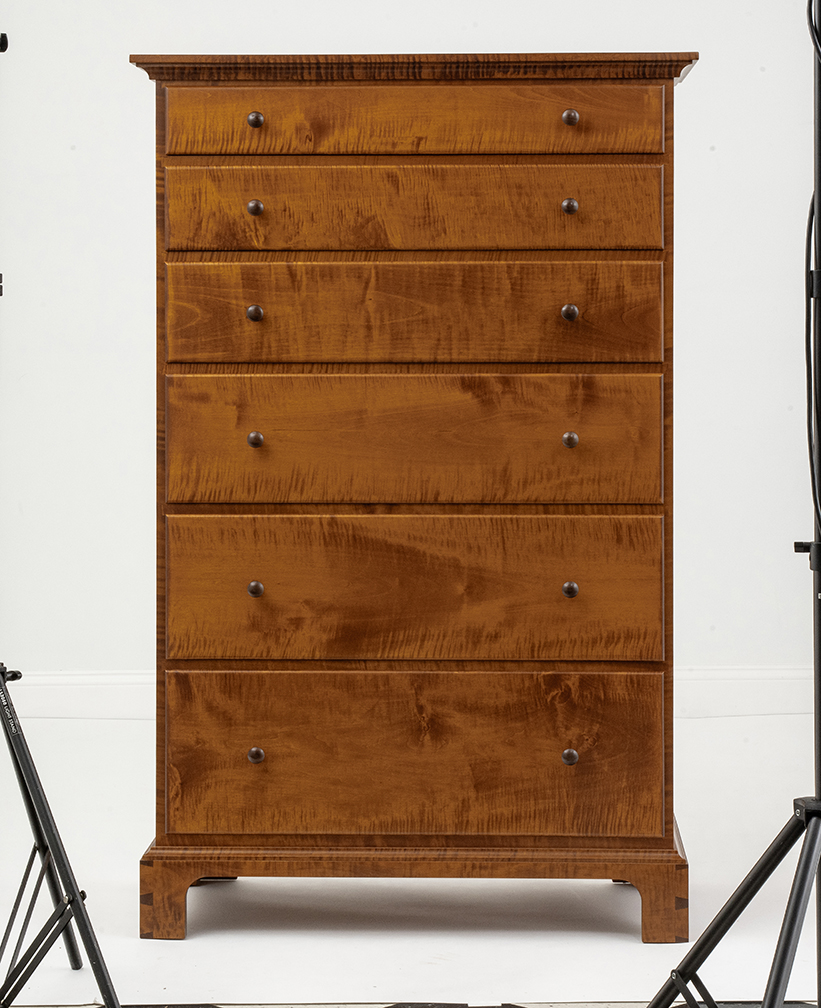 New Tiger Maple 6 Drawer Shaker Chest of Drawers-image