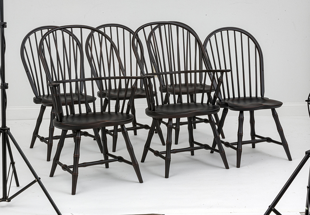 6 Painted Windsor Chairs-image