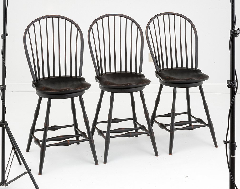 3 Swivel Bow Back Windsor Stools-image