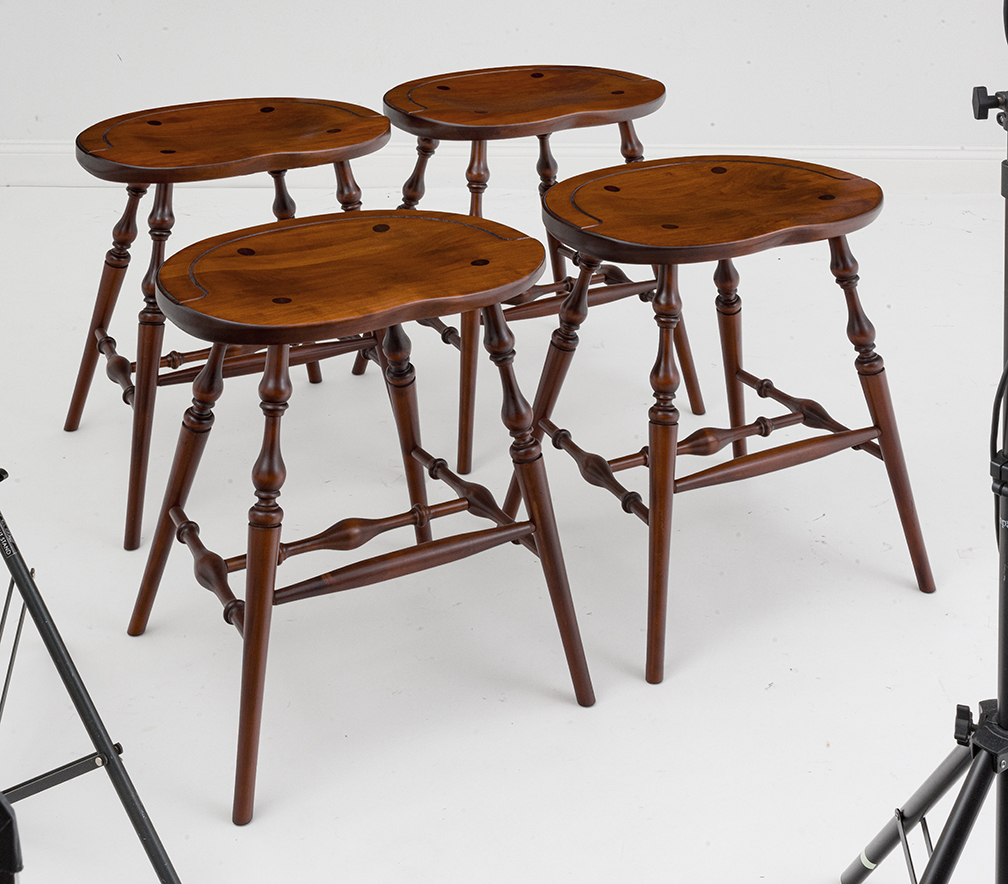 4 Cherry Windsor Stools-image
