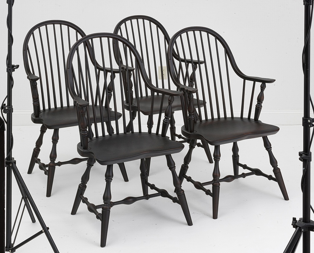 4 Continuous Arm Windsor Chairs-image