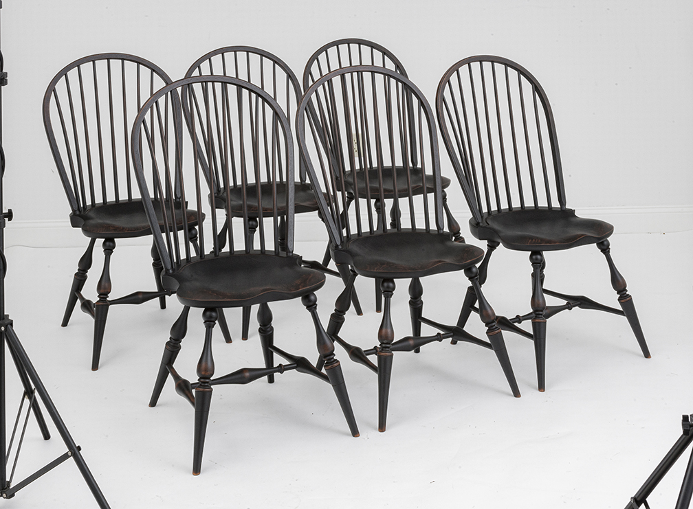 6 Historical Bow Back Side Windsor Chairs-image