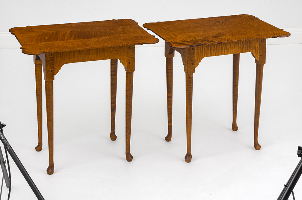 Pair of Historical Porringer Top Queen Anne Stands-image