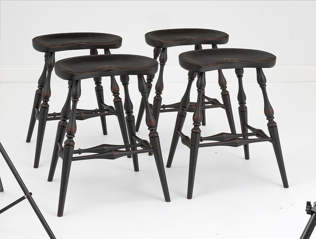 4 Historical Saddle Seat Kitchen Stools-image