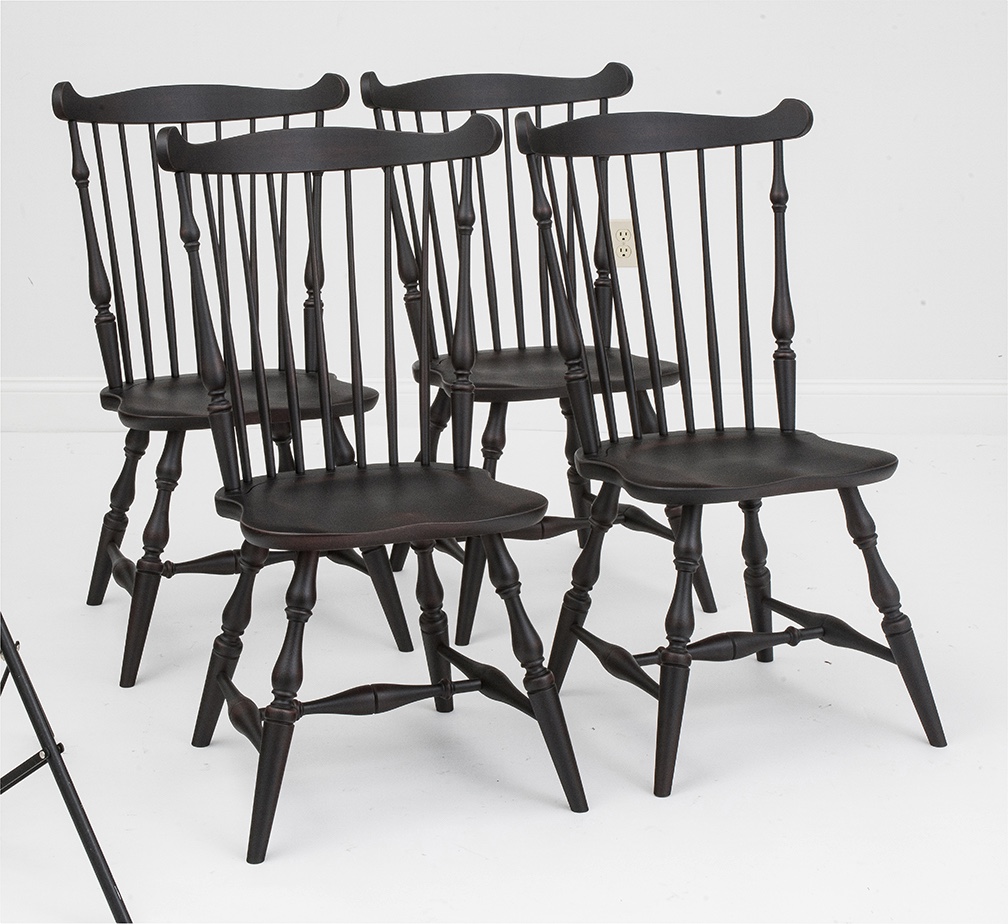 4 New England Fan Back Windsor Side Chairs-image