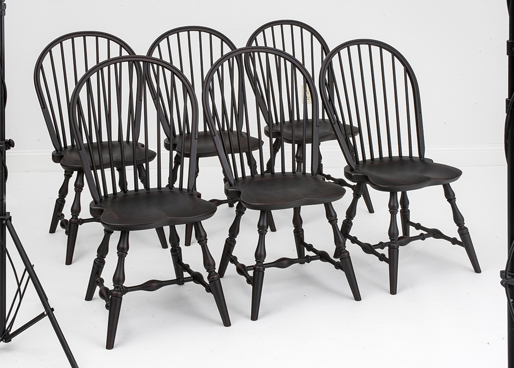 6 Bow Back Windsor Kitchen Chairs-image