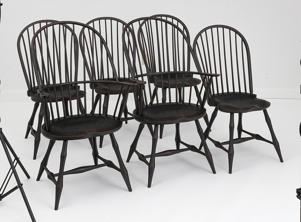 6 Historical Windsor Chairs with Bamboo Style Turnings-image
