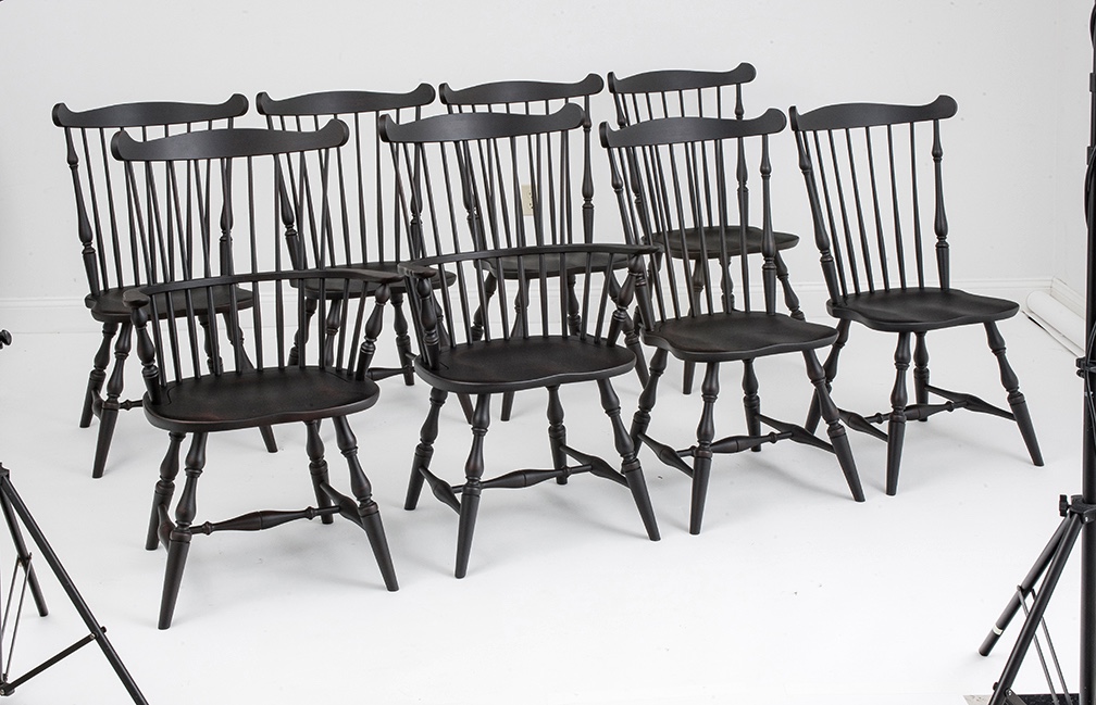 8 New England Windsor Dining Chairs-image
