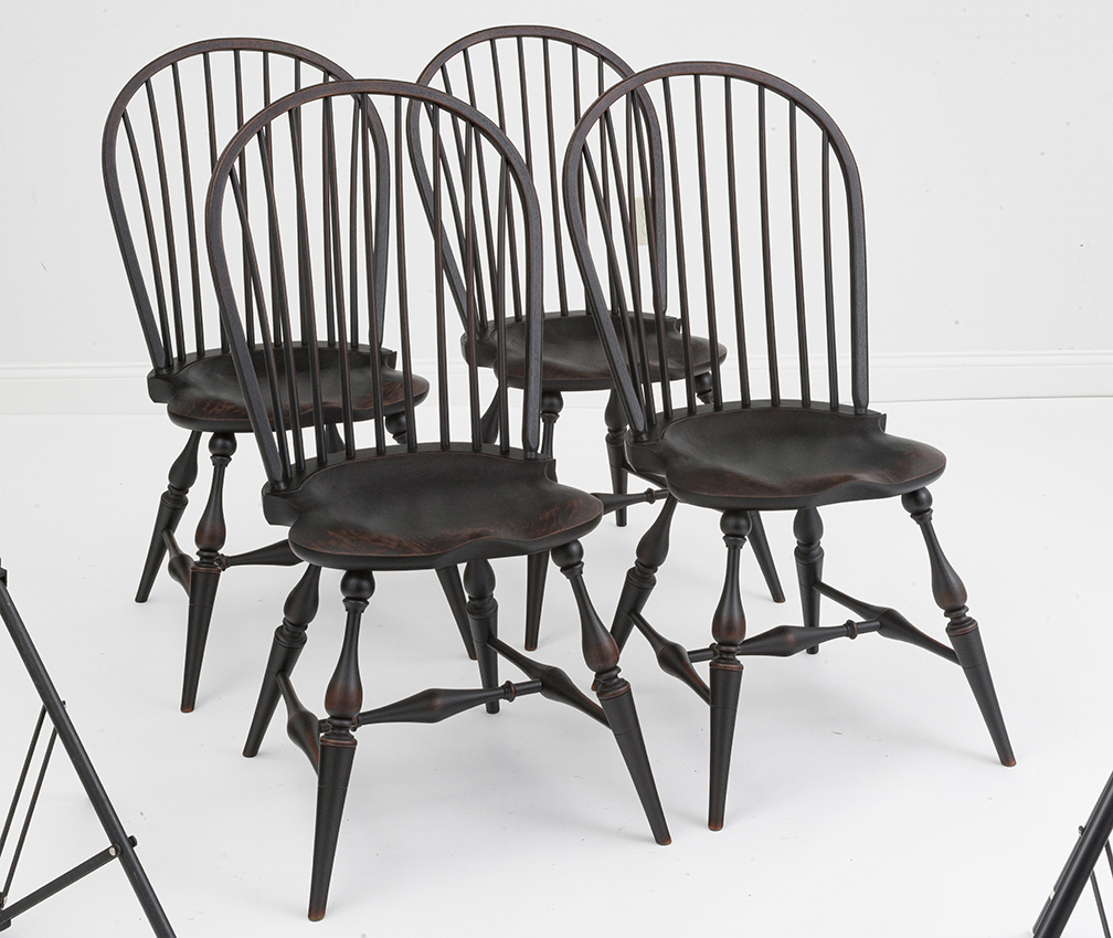 Four Historical Bow Back Windsor Chairs-image