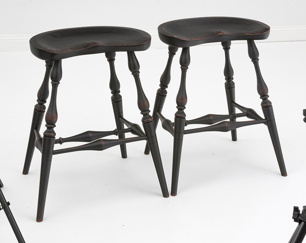 Pair of Saddle Seat Windsor Stools-image