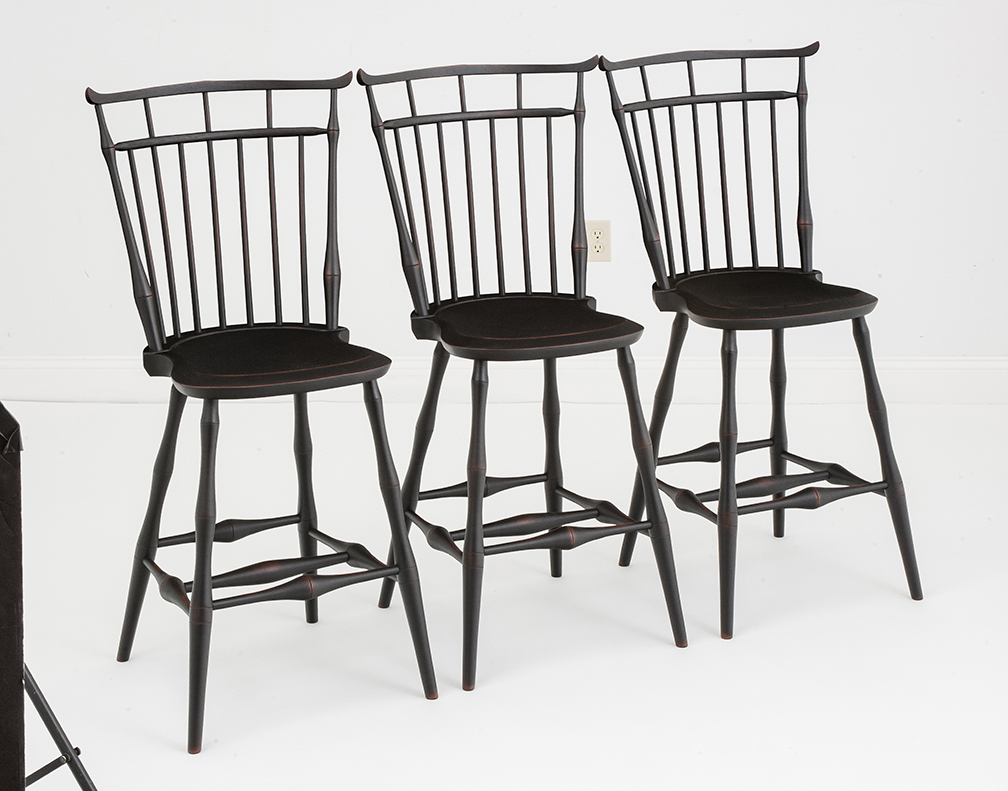 3 Historical Philadelphia Birdcage Windsor Stools-image